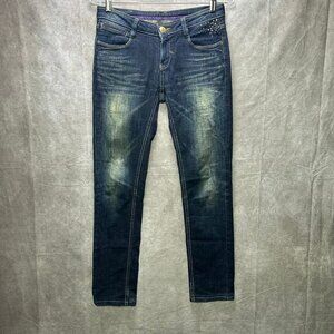 Victoria Jeans Dark Wash Embellished Skinny Stretch Denim | Size L (28)